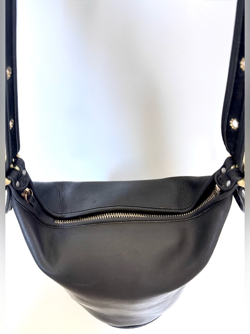 Vintage Coach 9085 Leather XL Duffle Bag Black Feed Sac Bucket Purse USA - Picture 6 of 15